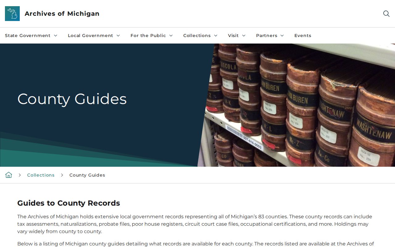 Archives of Michigan Mecosta County guide listing