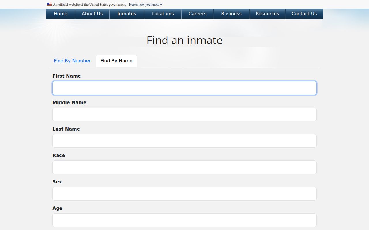 Federal Bureau of Prisons name search
